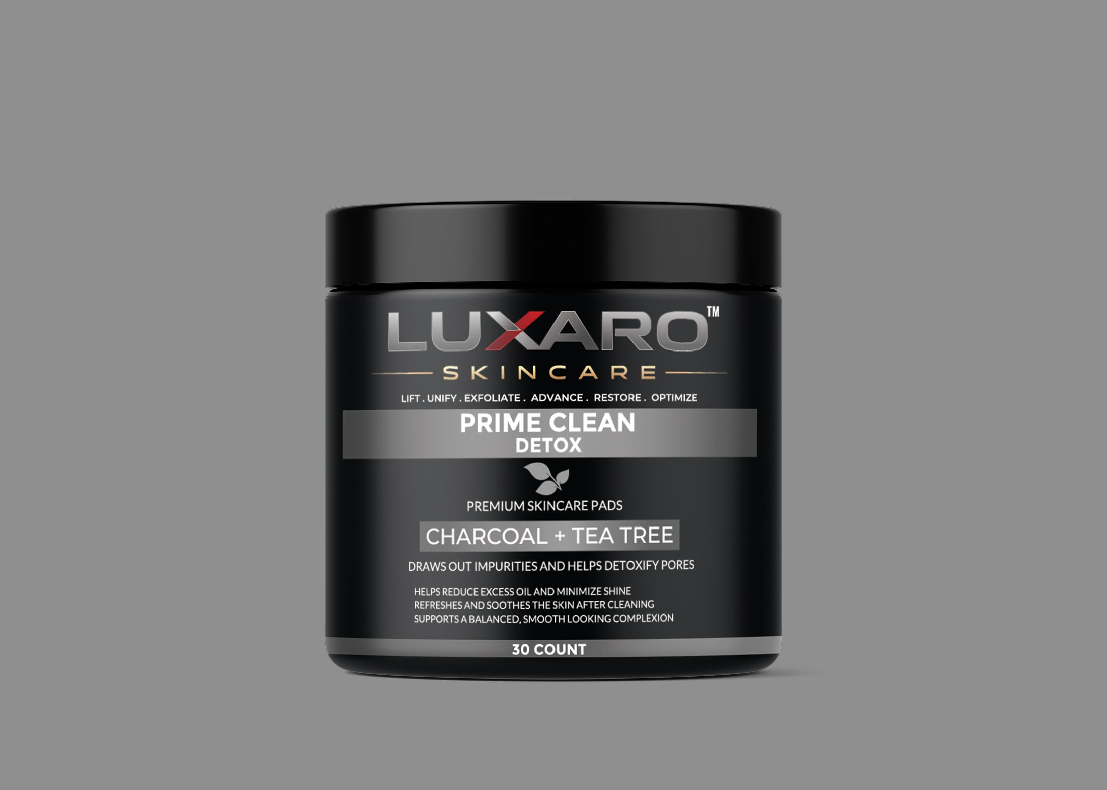 LUXARO Prime Clean Detox Pads 30 count Jars – Deep Facial Clean + Oil Control
