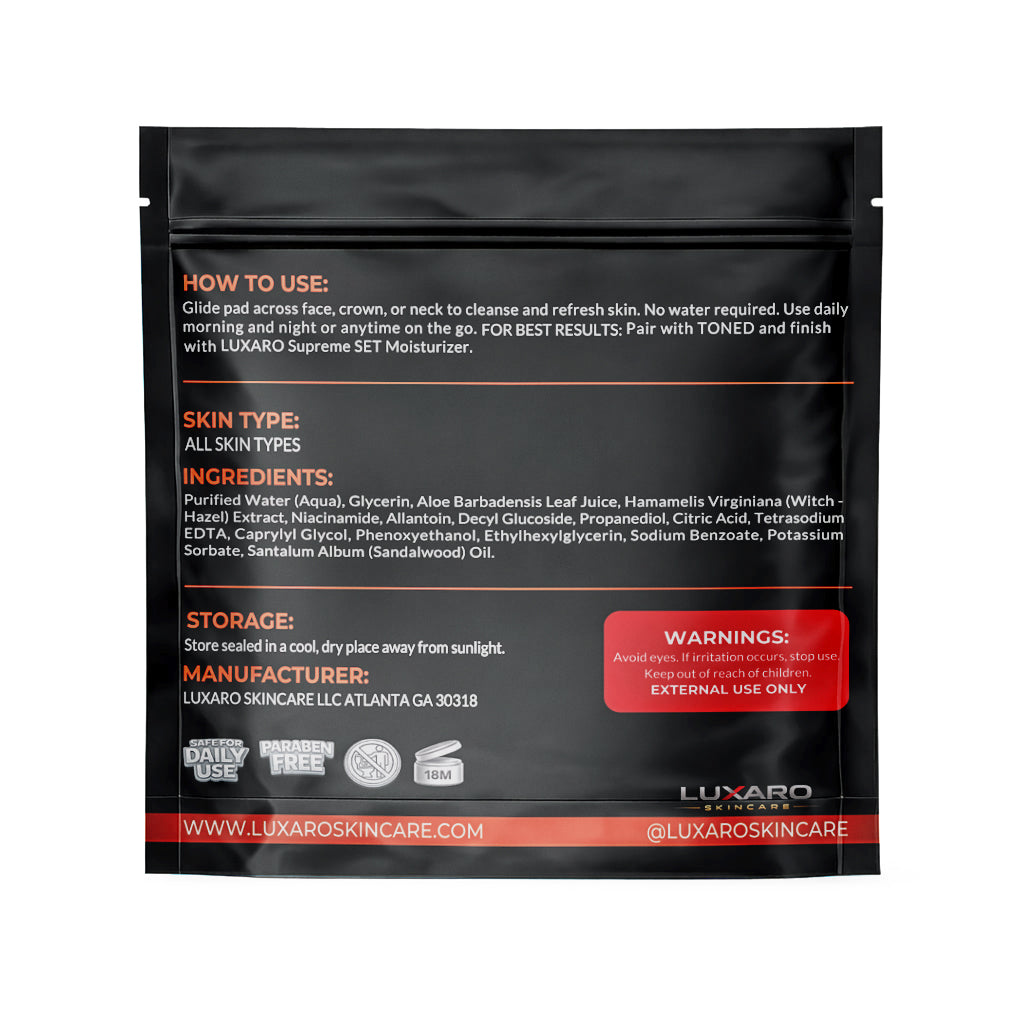 LUXARO Reset  Wipe & Go  Instant Facial Clean Pads 15 Count