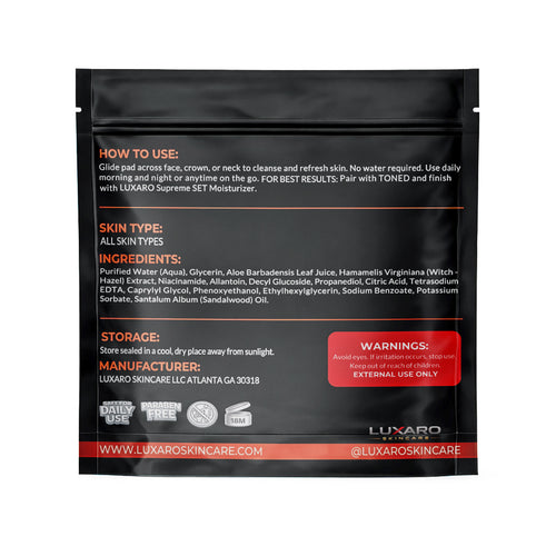 LUXARO Reset  Wipe & Go  Instant Facial Clean Pads 15 Count