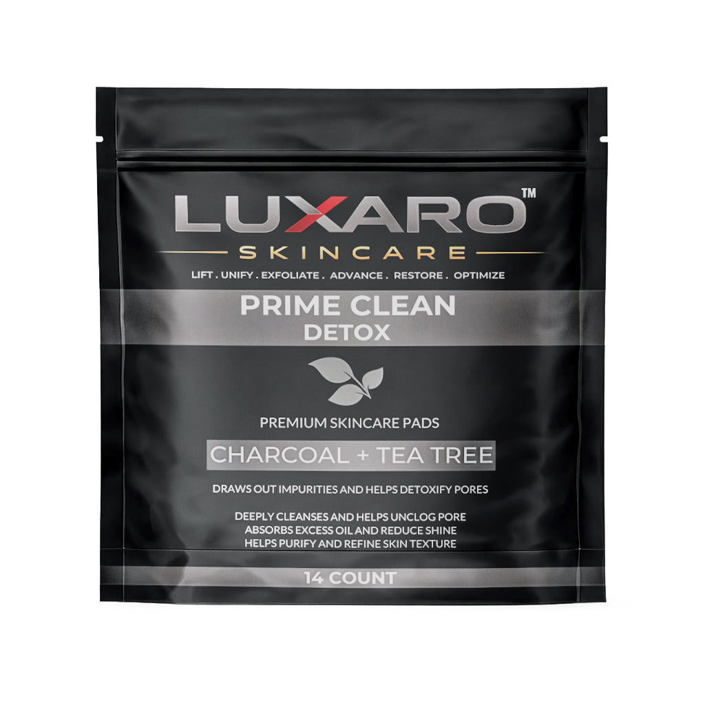 LUXARO Prime Clean Detox Pads 15 count Travel Friendly Pouch – Deep Facial Clean + Oil Control